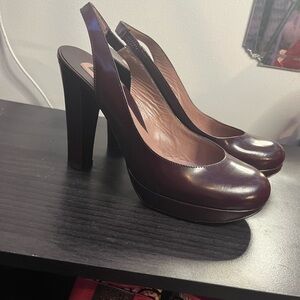Studio Pollini Burgundy Slingback Platform Pumps
